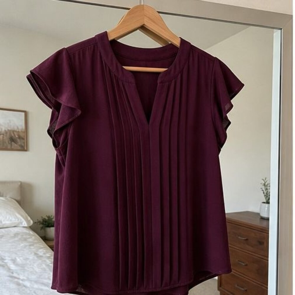 Burgundy Pleated Blouse